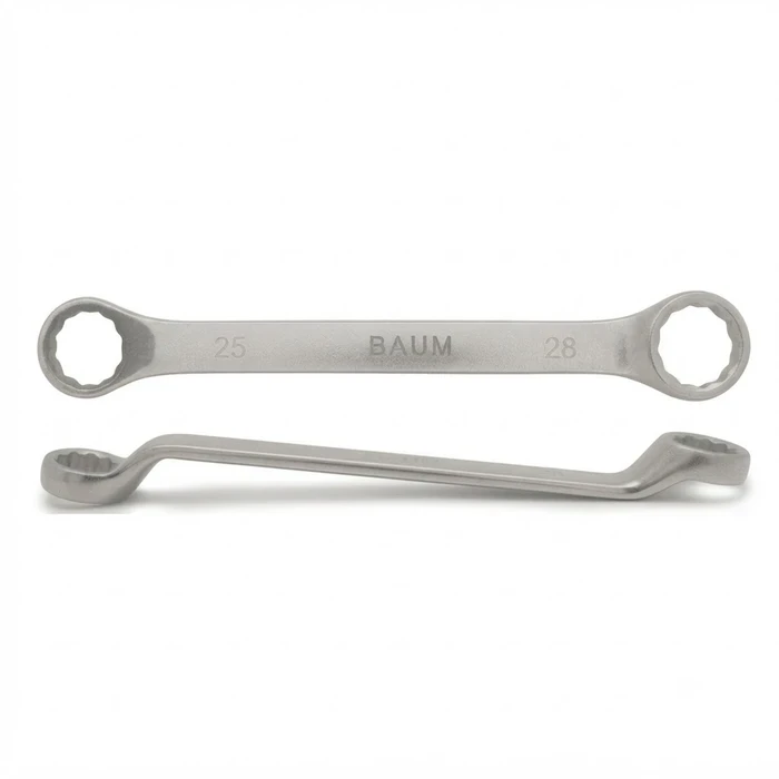 BAUM Heavy-Duty Large Chrome Vanadium Bi-Hexagon Ring Spanner | 12-Point Rough Matt Chrome Finish Oval Body Wrench | Model ART 23E (Sizes 24mm to 60mm)