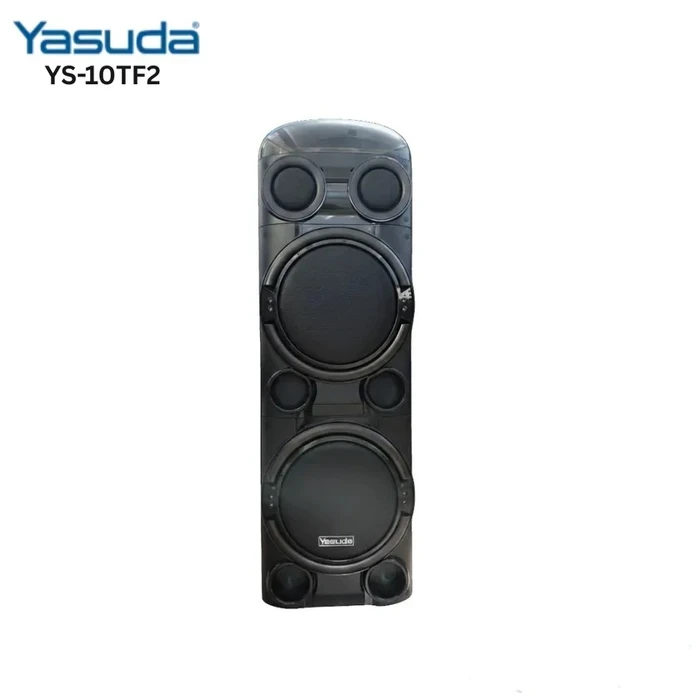Yasuda 10x2" Dual Woofer Bluetooth Trolley Speaker | 7200W PMPO Dynamic Lighting Audio System | 10000mAh LFP Battery 2 Wireless Mics HDMI USB FM | YS-10TF2