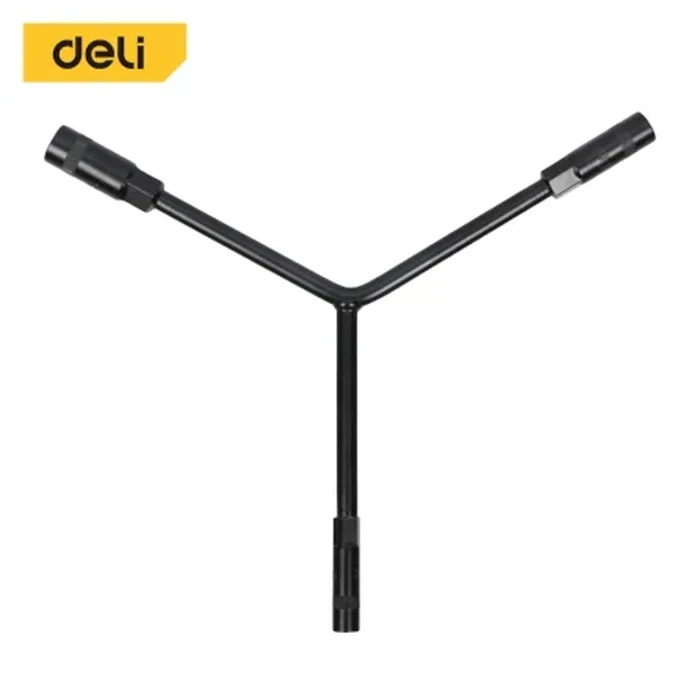 Deli 3-Way Y-Type Professional Socket Wrench | Heavy-Duty 8mm, 10mm & 12mm High-Carbon Steel Metric Driver with Black Anti-Rust Coating | EDL81012B