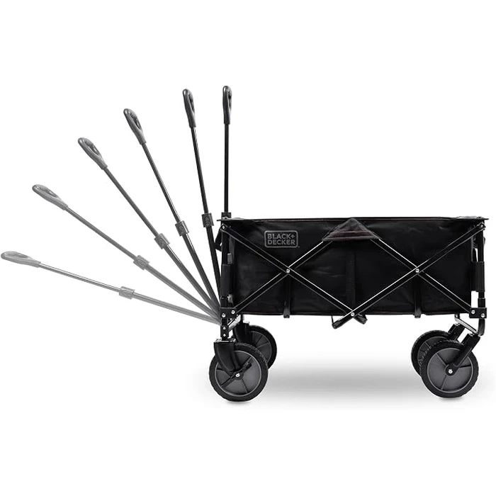 BLACK+DECKER 80kg Heavy-Duty Collapsible Folding Outdoor Wagon Cart | All-Terrain 360° Swivel Wheels with Brakes & Telescopic Handle | BDCWBK01-XJ