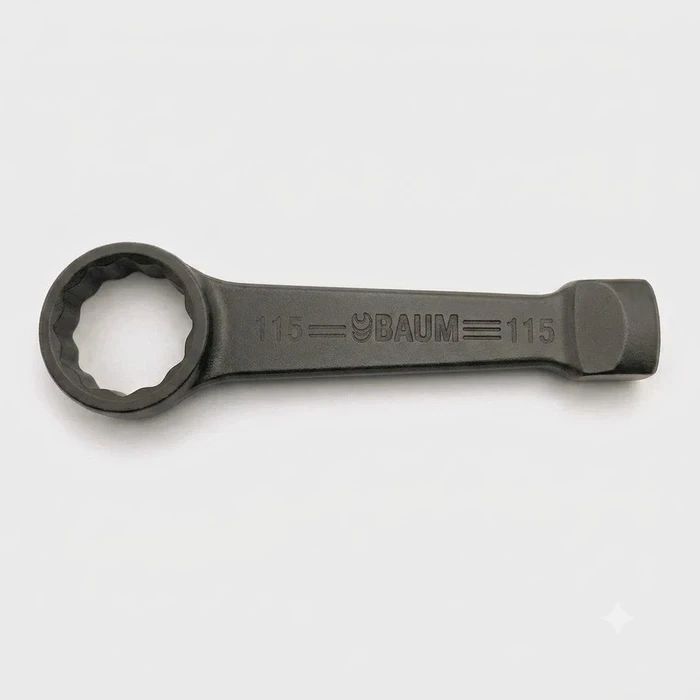 Baum Chrome Vanadium Steel Hardened & Tempered Black Phosphated Industrial Heavy Duty Striking Slogging Ring End Wrench Spanner Art-66B