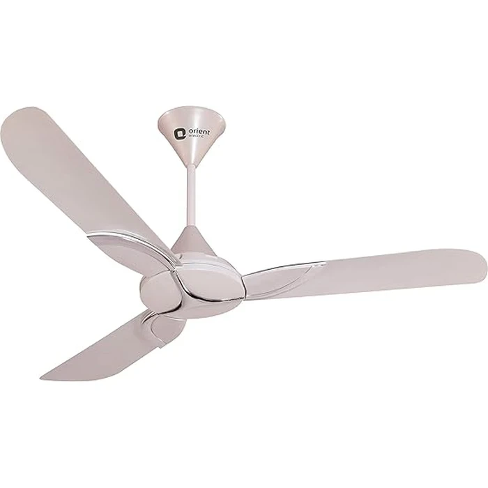 Orient Electric Cristo 1200mm Premium Ceiling Fan | 75W High-Speed Copper Motor | Aerodynamic Rust-Proof Aluminum Blades | Available in Luxury Metallic Ivory-Brown & Topaz Gold Finishes