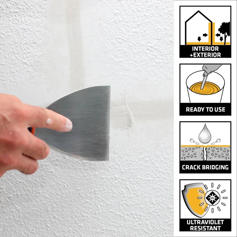 Sika Cracksil Acrylic Paste 1kg | White Waterproof Wall Crack Filler | UV Resistant Masonry Sealant | Plastic Bucket