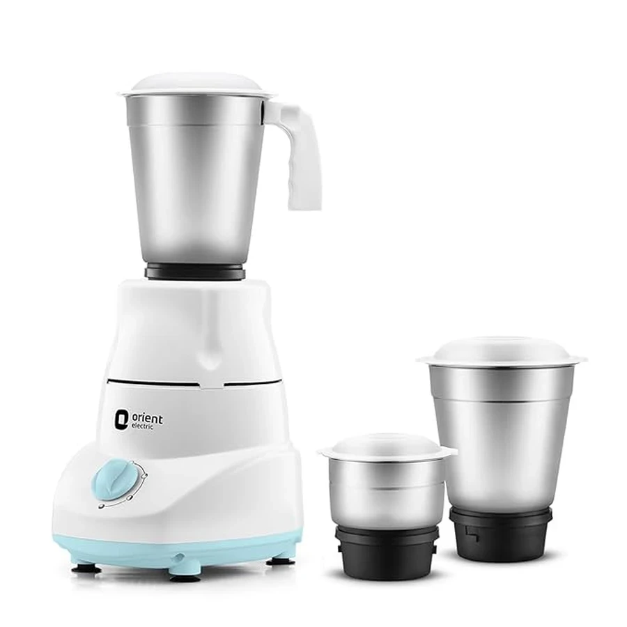 Orient Kitchen Kraft 500W Multi-Purpose Mixer Grinder | 1.2L Capacity with Stainless Steel Jars, Dishwasher Safe Containers & Easy Knob Controls (White)