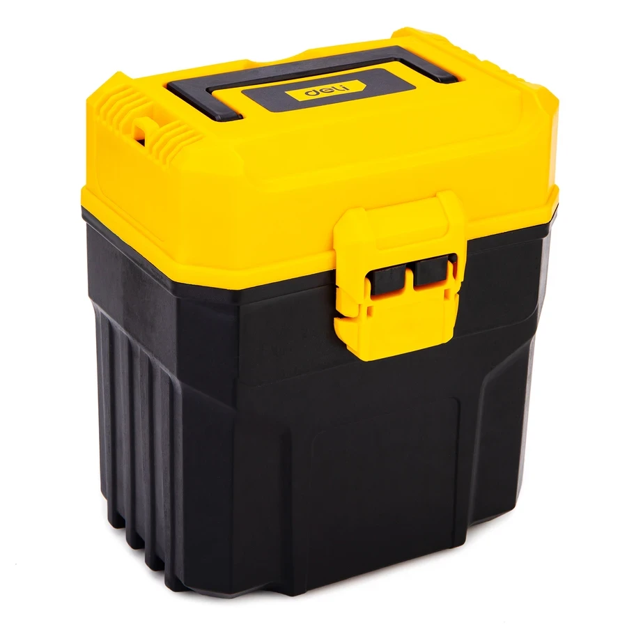 Deli 5-Line LD Green Beam Self-Leveling Laser Level | High-Visibility Outdoor Line Laser with 360° Rotary Base, ±3° Auto-Alarm & Plastic Case | EDL332305