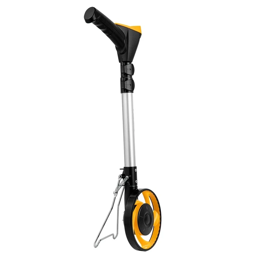 Deli 150mm (6") Digital Distance Measuring Wheel | Metric/Imperial Electronic Survey Meter with Large Backlit LCD, 5 Data Memory & 3-Stage Folding Handle | EDL9713 (Yellow)