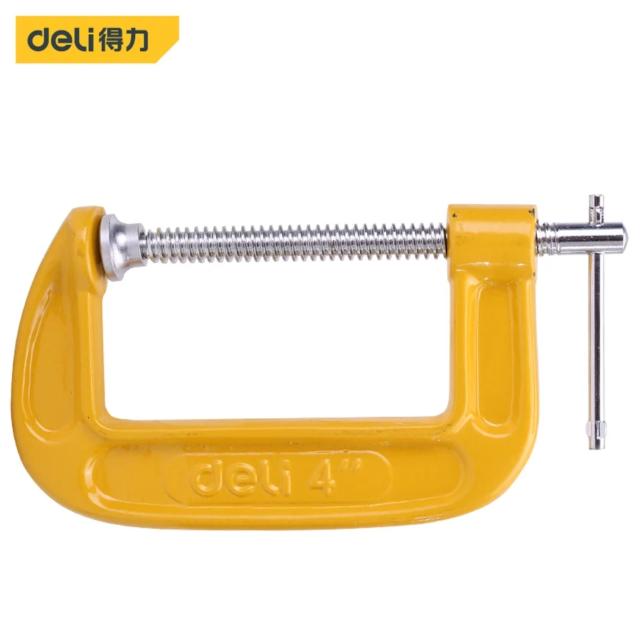 Deli Heavy Duty G Clamp 4" Durable Steel Frame C-Clamp for Small-Scale Woodworking, Gluing & Workshop Fixturing | EDL-G204