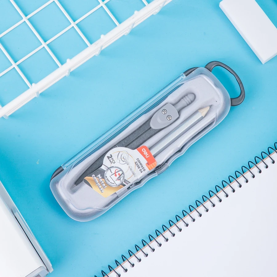 Deli Orbit Classic Stainless Steel Geometrical Compass | Includes Pencil & Storage Box | EG20804