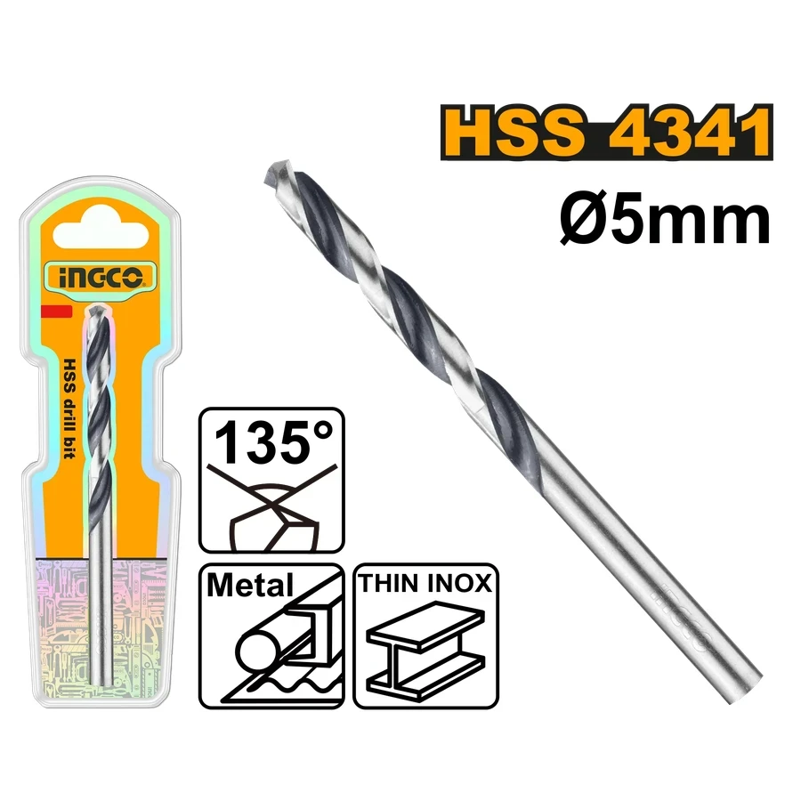 HSS 4341 Twist Drill Bit | 5mm Precision Industrial Bit for Stainless Steel, Metal & Wood | DBT1200504