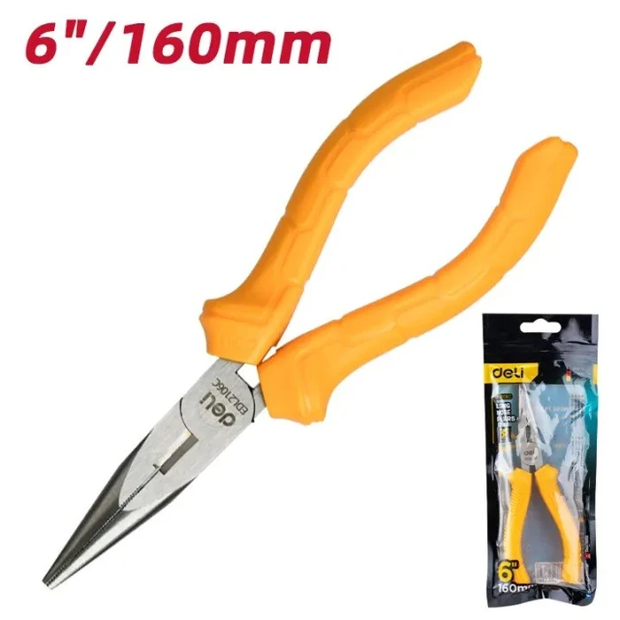Deli 6" (160mm) Professional #55 Carbon Steel Combination Pliers | Heavy-Duty HRC 62 Wire Cutter with 10,000-Cut Life & Anti-Rust Polished Head | EDL2106C