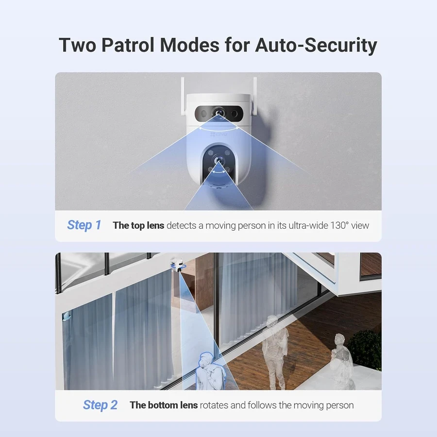 EZVIZ H9c Dual-Lens 5MP Camera 426 - 360° Pan/Tilt, Ultra HD, AI Human/Vehicle Tracking, Dual-View Monitoring