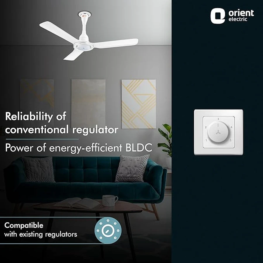 Orient iFloat Ceiling Fan 35 Watts | 215 CMM Airflow | Ultra-Quiet 11dB | Remote Controlled | Aluminium Blades | Lakeside Brown & White