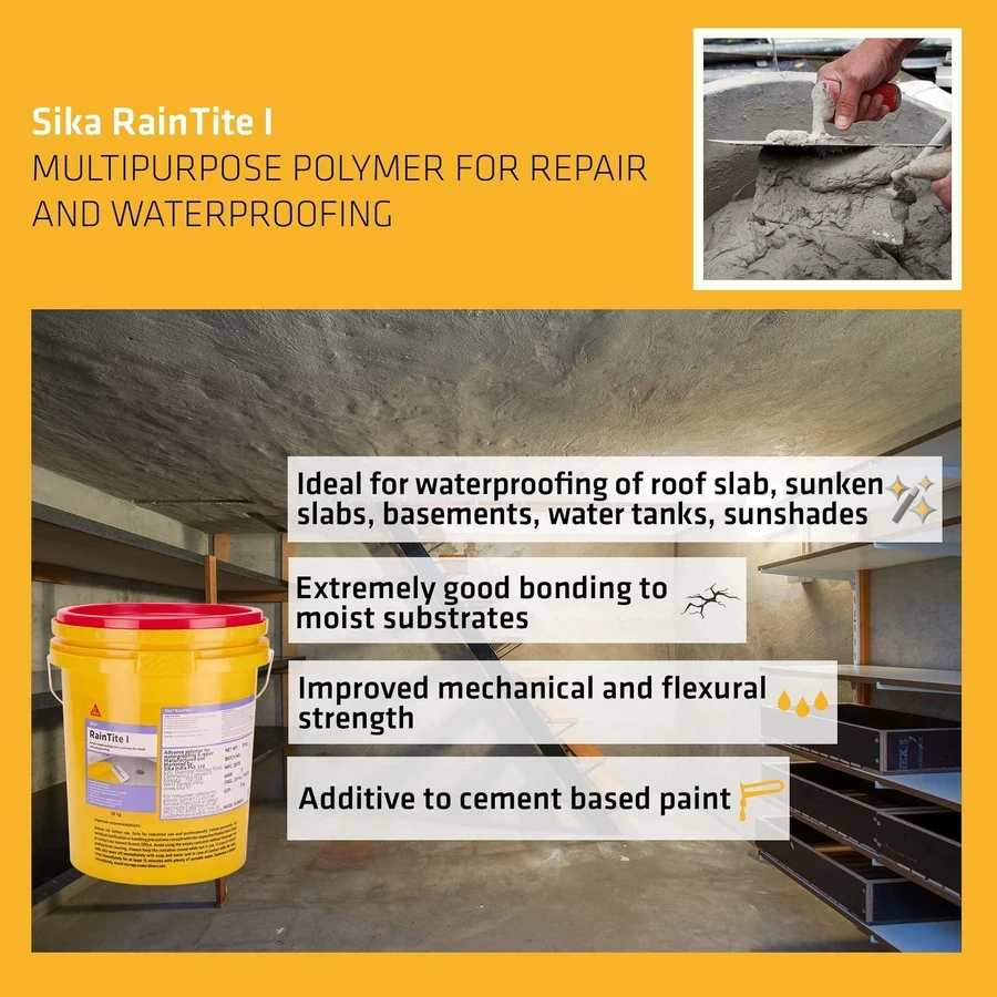Sika Raintite Acrylic Waterproofing System 1kg to 20kg 114075-AZ | UV Resistant | Anti-Fungal | Interior and Exterior | White