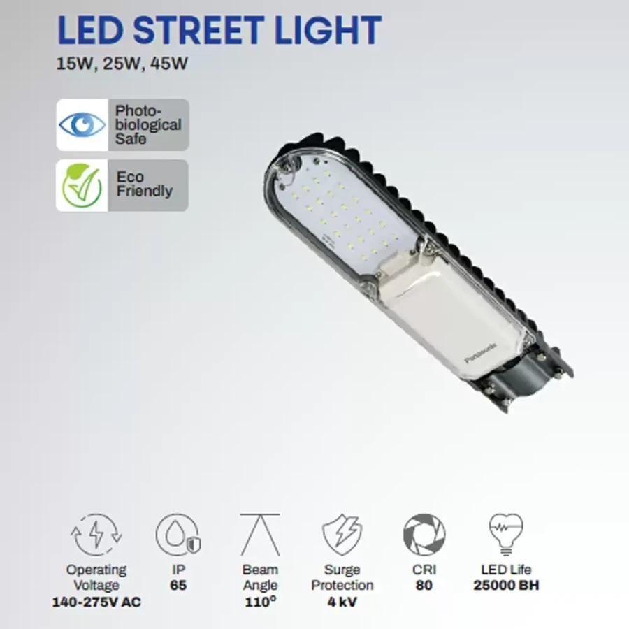PanasonicPSTM01257 / 23157 15 Watt 6500K LED Street Light | IP65 Waterproof | 1500lm Output | 4 kV Surge Protection