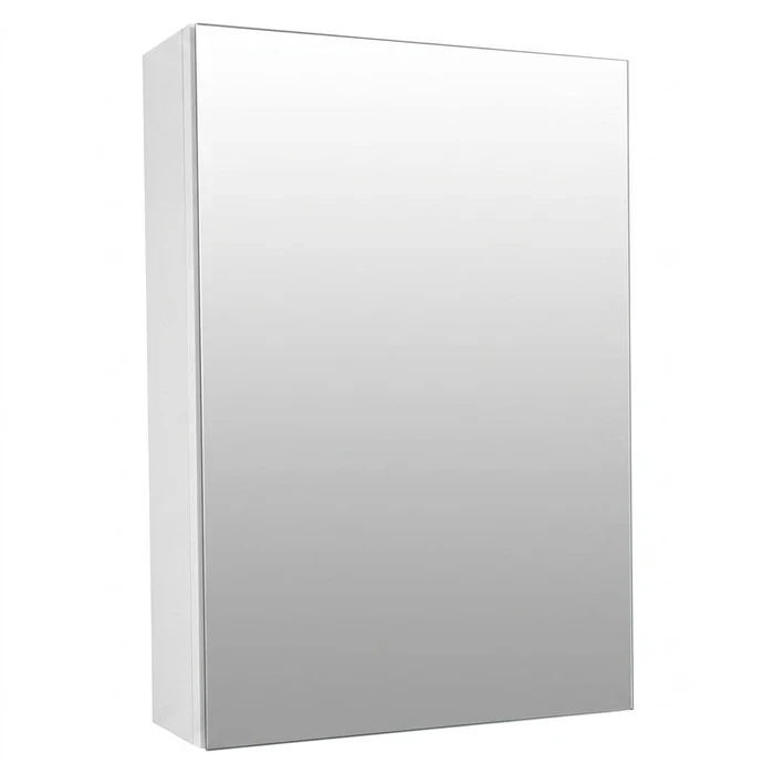 TOYO 18x24 Inch White Waterproof PVC Bathroom Mirror Storage Cabinet | Double-Coated Silver Mirror Door with Marine-Grade SS 304 Soft-Close Hinges | TOYO-4561
