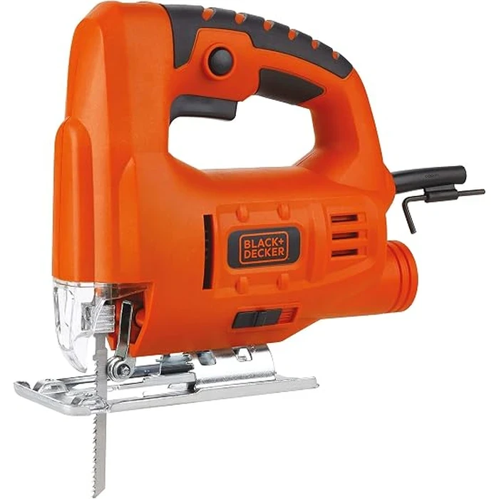 BLACK+DECKER 400W Single-Speed Corded Jigsaw with 45° Bevel Steel Shoe | Precision Wood & Plastic Contour Curve Saw | JS10-B5