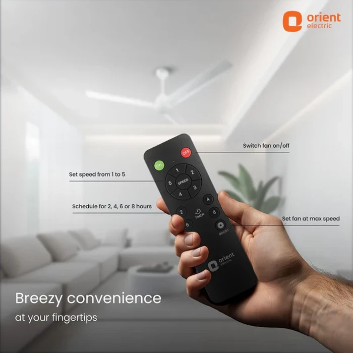 Orient Ecotech Neu 1200mm BLDC Ceiling Fan with Remote | 5-Star Energy Efficiency 32W Motor | 350 RPM High-Speed 220 CMM Air Delivery | Inverter Compatible Silent Operation