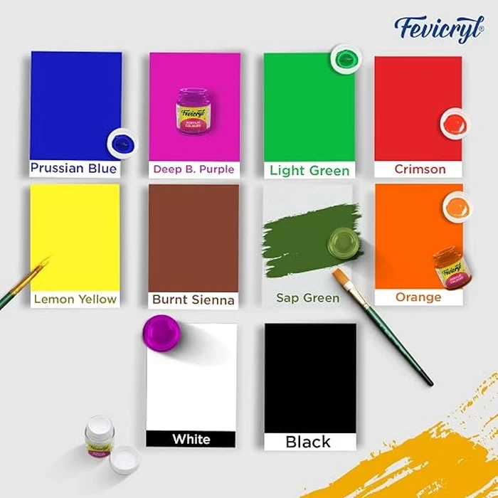 Pidilite ASF Sunflower Acrylic Paint Kit | 12-Piece Multi-Surface Art Set with Gloss Finish & Assorted Vibrant Colors | 150 ML