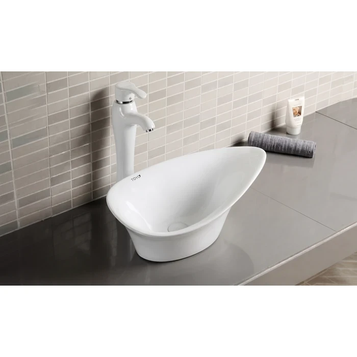 Toyo White Counter Top Basin 22" x 13" | Luxury Rectangular Table Top Wash Basin | Premium Vitreous China Ceramic Bathroom Vanity Sink | 560x330x190mm | TOYO-24005