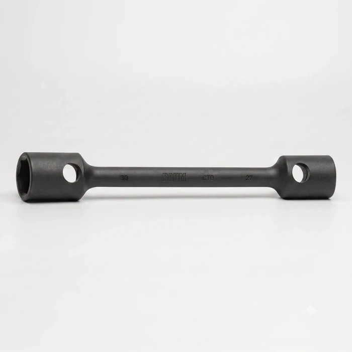 BAUM Heavy-Duty Long Two-Way Wheel Wrench | Premium Forged Chrome Vanadium Elliptical Truck Spanner with Black Phosphated Armor | Model ART 252A LONG