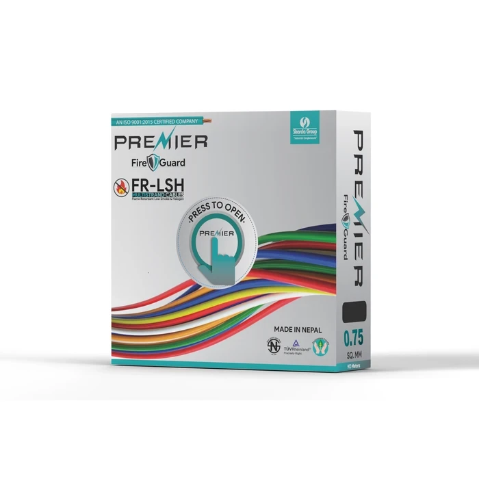 Premier Wires FR-LSH Electrical Cable | 1100V Flame Retardant Low Smoke Conductor | 0.75 SQ. MM. 11 Strands 8 Amp Current Matrix | Green | FR-LSH