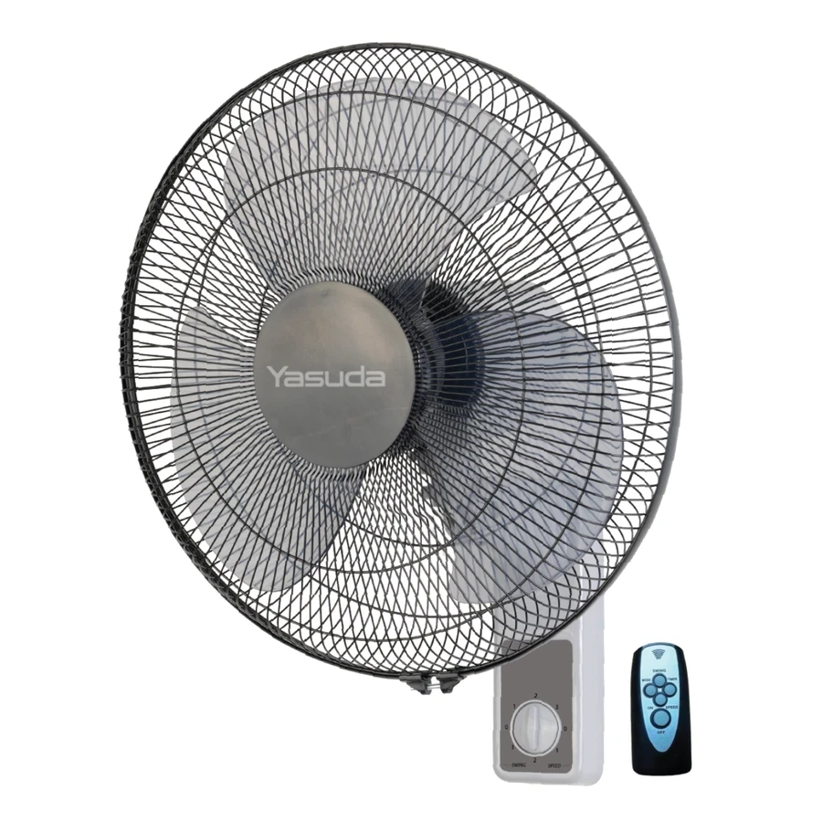 Yasuda 16" High Speed Wall Mount Fan | High-Velocity Air Circulator with Wireless Remote Control | 400 mm Sweep Size & Protective Safety Grill | YS-WF777AR