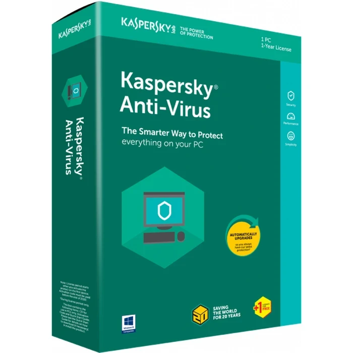 Kaspersky Anti-Virus 1-Year PC Security Software | Realtime Proactive Protection & Malware Spam Block Engine | CD & 365-Day Serial Key Retail Box Pack | 1-User / 3-User