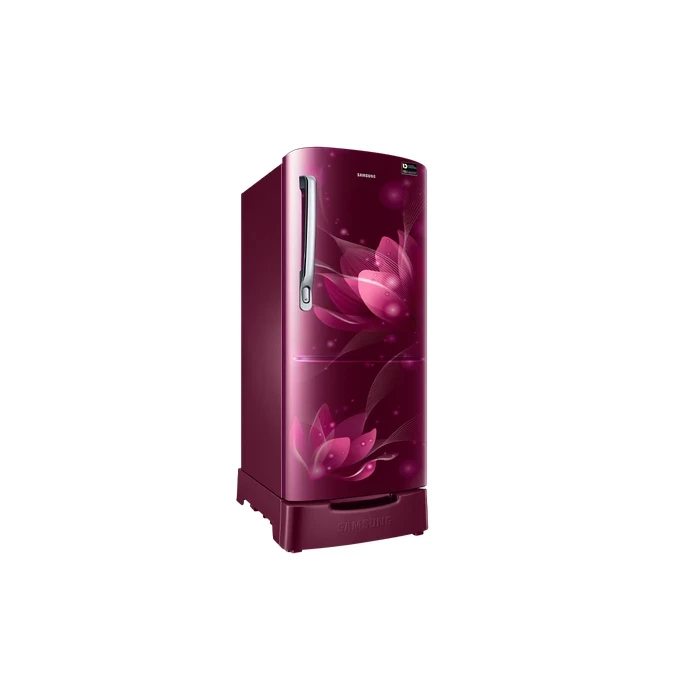 Samsung 192L RR20T282ZR8/IM Single Door Direct Cool Refrigerator | Digital Inverter 3-Star Stabilizer-Free Toughened Glass Door Alarm Blooming Saffron