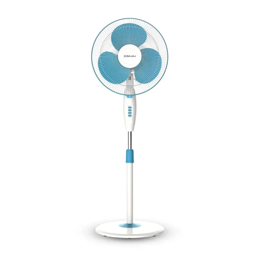 Bajaj Turbo 16" Pedestal Fan | 1350 RPM Energy-Saving 55W Motor & 3-Speed Push Button Control | Wide-Angle Smooth Oscillation Floor Stand | Fiji Blue | 252106