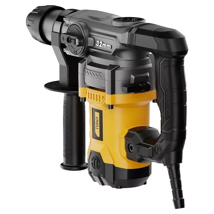 Deli Tools 1500W Heavy Duty Demolition Breaker | 5.5J Impact Energy 4300 BPM Rotary Hammer with SDS-Plus Chuck, 3 Drill Bits & 2 Chisels | EDC369