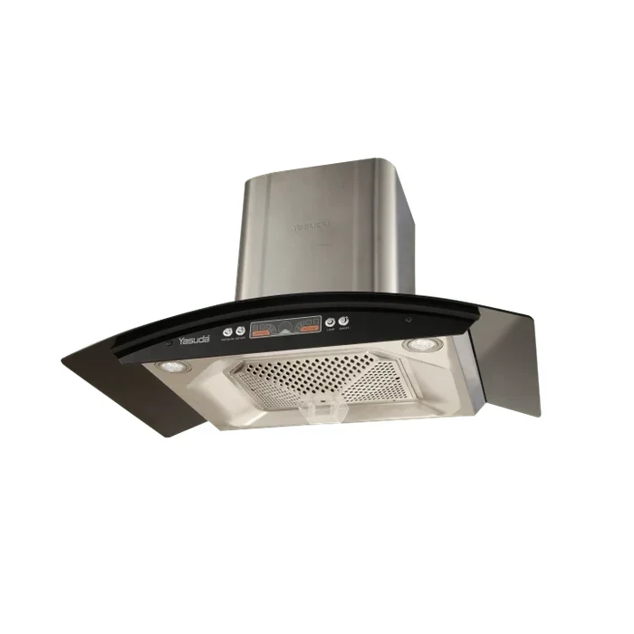 Yasuda 90cm Kitchen Chimney with SS Cup Cone Filter | 1250 m³/hr Heavy Duty Suction Iron Cabinet Metal Blower | Reliable Push Button Control 180W Push Motor | YS-C90PC