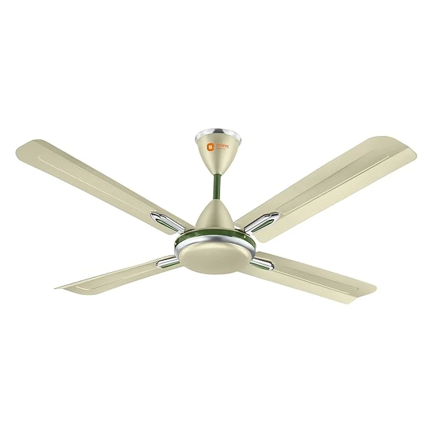 Orient Quadro Ornamental 4-Blade Ceiling Fan 60W | 1200mm | BEE Star Rated | 230 CMM Airflow | Silver Blue, Sea Green, Ivory Cherry & Golden Chocolate