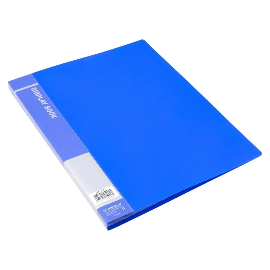Deli 20-Pocket Clear Sheet Display Book | A4 Document Presentation Folder | Blue, Black & Green | E5002