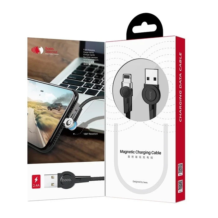 Hoco Magnetic Charging Cable | Rotatable 360-Degree Connectivity Logic | Zinc Alloy & Nylon Matrix | S8