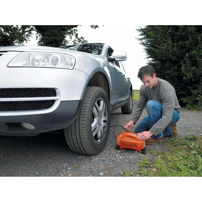 BLACK+DECKER 12V Multi-Purpose Digital Air Inflator | 8.27 Bar (120 PSI) Auto Shut-Off Portable Car & Bike Tire Pump | ASI200-XJ