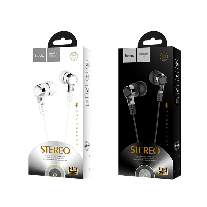 HOCO AMAZING RHYME Universal Wired Earphone with Microphone | 10mm Driver | Black, White Finish | M52