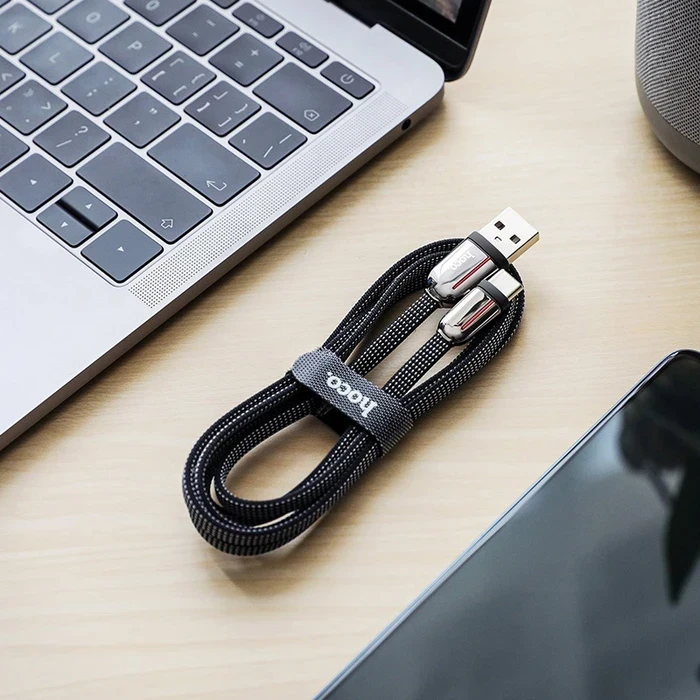 Hoco Grand Charging Cable | Type-C Connectivity Logic | Zinc Alloy & Fabric Weaving Matrix | U74