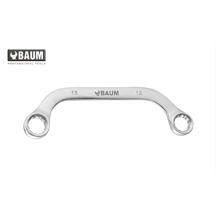 Baum Chrome Vanadium Steel Hardened & Tempered Elliptical Pattern Dual End 12-Point Bi-Hex Half Moon Obstruction Ring Spanner Art-65