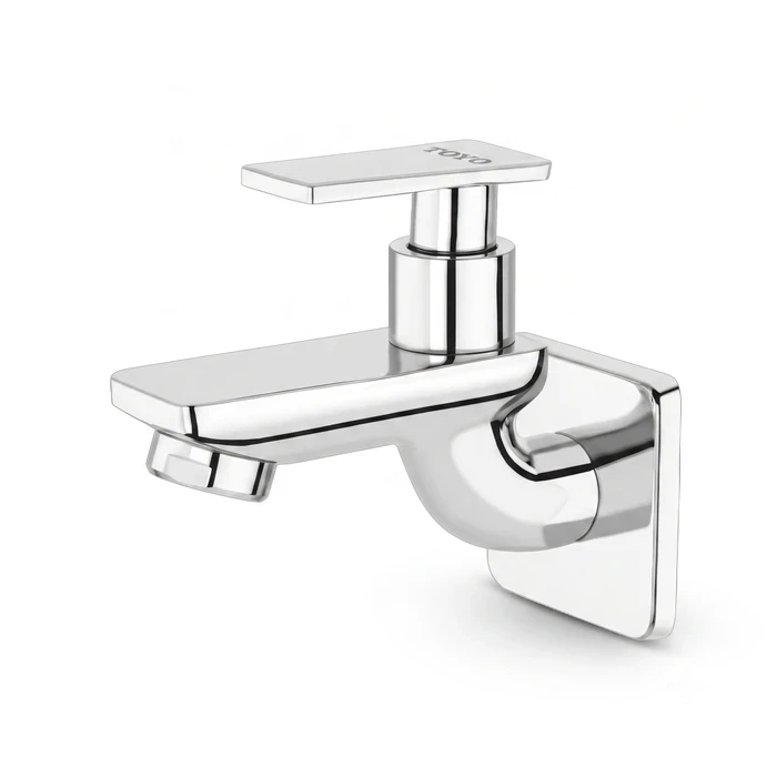 Toyo Bib Cock with Solid Brass Handle & Matching Wall Flange | Wall-Mounted Single Water Tap | AQ-51901-B