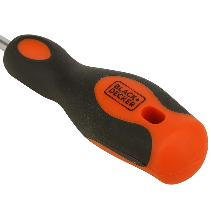BLACK+DECKER 6.5 x 150mm Alloy Steel Standard Slotted Flathead Screwdriver | Long-Reach High-Torque Ergonomic Fastening Tool | BDHT62299
