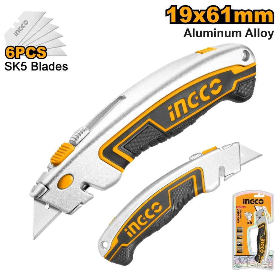 Heavy-Duty Utility Knife | HUK6128 | High-Performance SK5 Steel | 7-Blade Total Set
