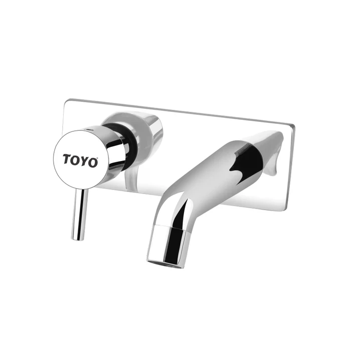 TOYO-RU-51316 Premium Single Lever Wall Mounted Basin Mixer Trim Kit | Solid Brass Concealed Exposed Parts Kit with Water Spout and High-Grade Mirror Chrome Plating