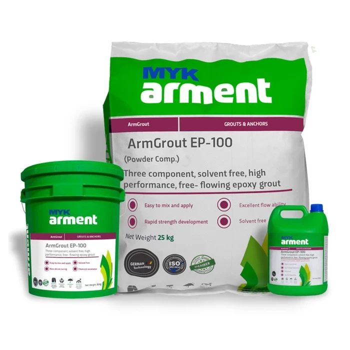 ArmGrout EP-100 Three-Component Solvent-Free Epoxy Grout | 10mm to 100mm High Dynamic Load & Chemical Resistant Baseplate Grout | 15kg Composite Pack