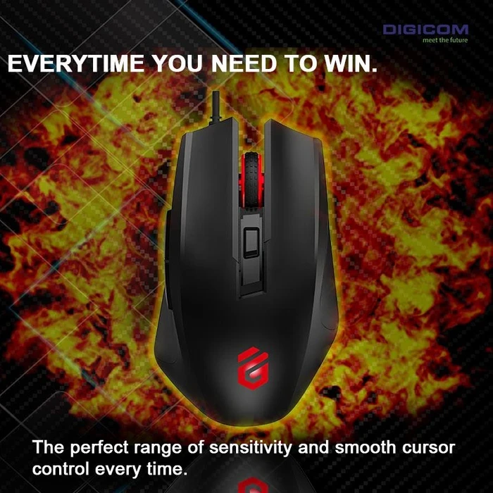 Digicom Wired Gaming Mouse | RGB Color Blinking Logic | 4000 DPI Precision Matrix | 6-Key Gaming Chassis | DG-G30