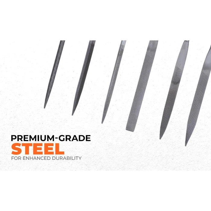 BLACK+DECKER 6-Piece Precision Alloy Steel Needle File Set | Ergonomic Anti-Slip Grip Jewelry & Craft Deburring Kit | BDHT22148