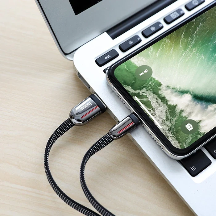 Hoco Grand Charging Cable | Lightning Connectivity Logic | Zinc Alloy & Fabric Weaving Matrix | U74
