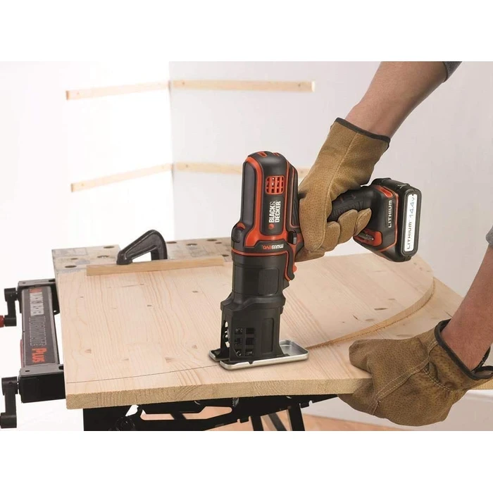 BLACK+DECKER Multievo Modular Jigsaw Attachment Head with 5 Wood Blades | Tool-Free Quick-Clamp Curved & Scroll Saw Head | MTJS1-XJ