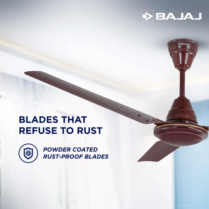 Bajaj Chetak Neo 1200mm (48") High-Speed Ceiling Fan | 52W Energy-Saver Alloy Motor with Double Ball Bearing & Rust-Proof Blades - Dark Brown | Model 251565EE