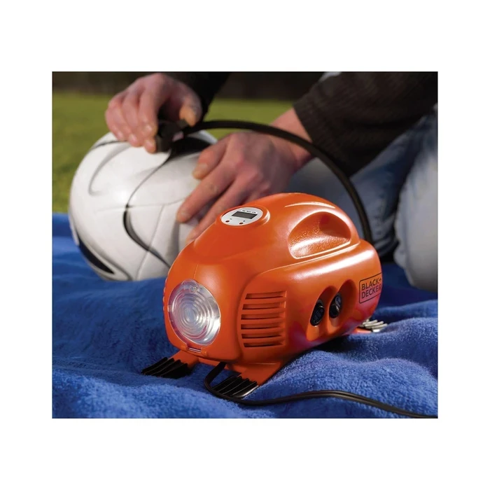 BLACK+DECKER 12V Multi-Purpose Digital Air Inflator | 8.27 Bar (120 PSI) Auto Shut-Off Portable Car & Bike Tire Pump | ASI200-XJ