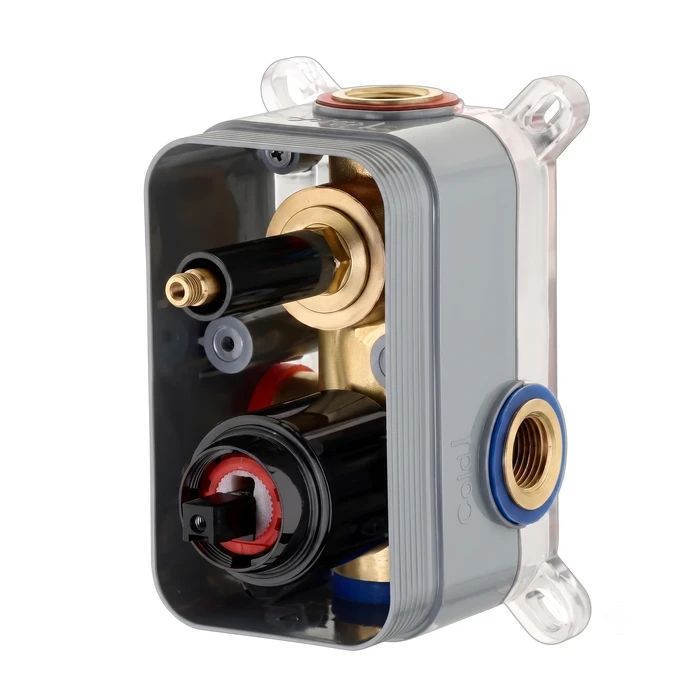 TOYO-51042 Box Type Concealed Diverter Part | No Break Tile Architecture | 40mm High Flow Matt Black 2-Inlet 4-Way Solid Brass Behind-Wall Shower Mixing Engine Matrix